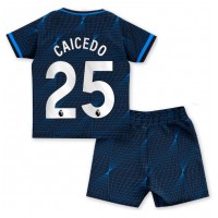Chelsea Moises Caicedo #25 Bortedraktsett Barn 2023-24 Kortermet (+ Korte bukser)